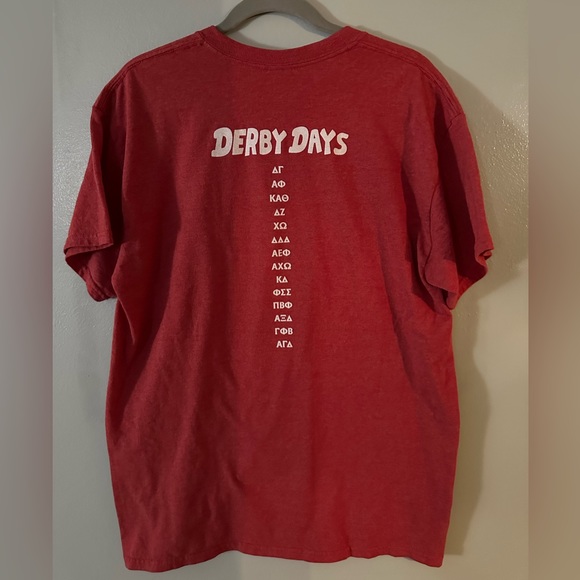 Red Gildan Sigma Chi Roller Derby Days Sorority Fraternity T-shirt Size L - Picture 5 of 6